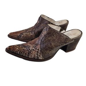 Brown Snakeskin Pattern Mules